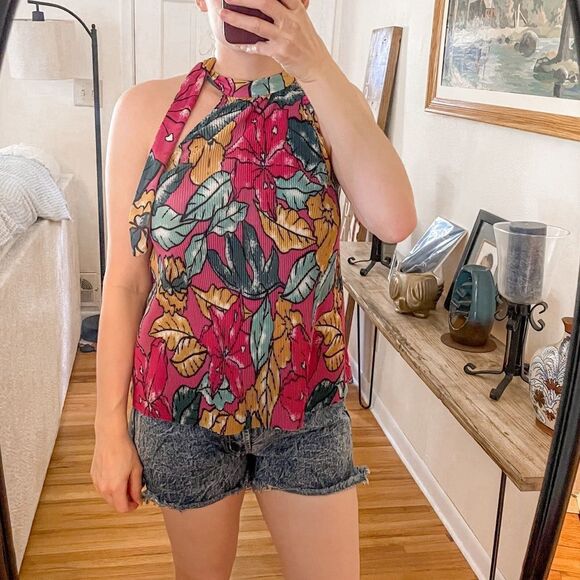 Anthropologie Maeve Floral Halter Sleeveless Top XS - Picture 6 of 7